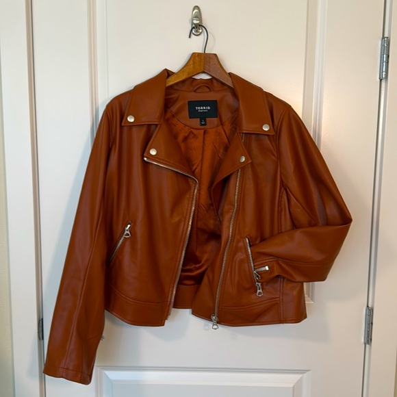 TORRID Brown Faux Leather Moto Jacket Size 1 - Picture 3 of 9